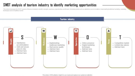 SWOT Analysis Of Tourism Industry Identify Marketing Effective Travel Marketing Guide For Improving Slides PDF SWOT Analysis Of Tourism Industry Identify Marketing Effective Travel Marketing Guide For Improving Slides PDF