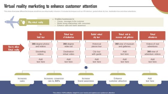 Virtual Reality Marketing To Enhance Customer Attention Effective Travel Marketing Guide For Improving Background PDF