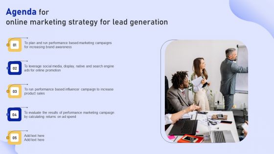 Agenda For Online Marketing Strategy For Lead Generation Guidelines PDF