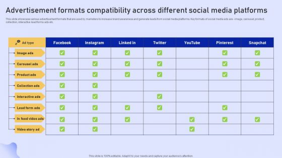 Online Marketing Strategy For Lead Generation Advertisement Formats Compatibility Across Different Social Sample PDF