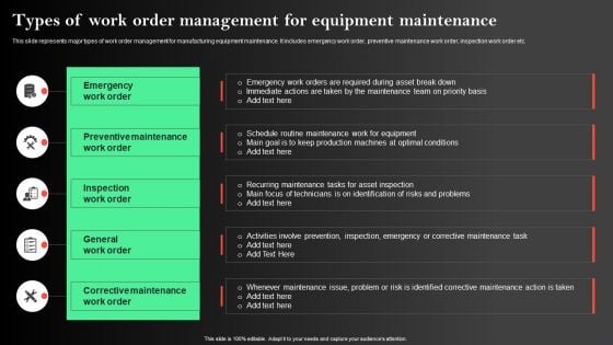 Manufacturing Operations Management Process Types Of Work Order Management Information PDF