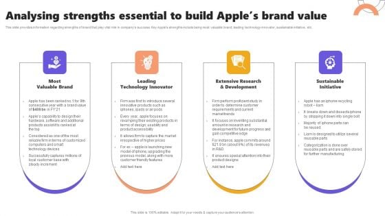 Analysing Strengths Essential To Build Apples Brand Value Ppt Images PDF