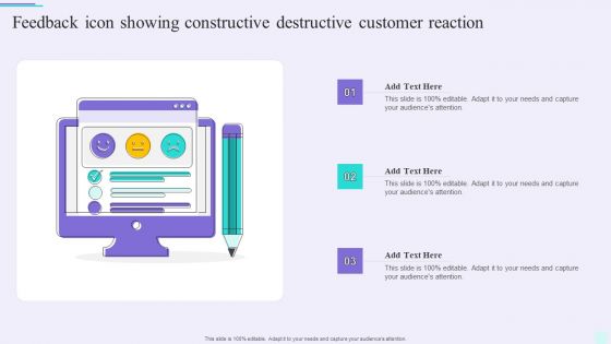 Feedback Icon Showing Constructive Destructive Customer Reaction Themes PDF