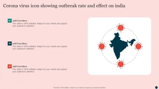 Corona Virus Icon Showing Outbreak Rate And Effect On India Portrait PDF