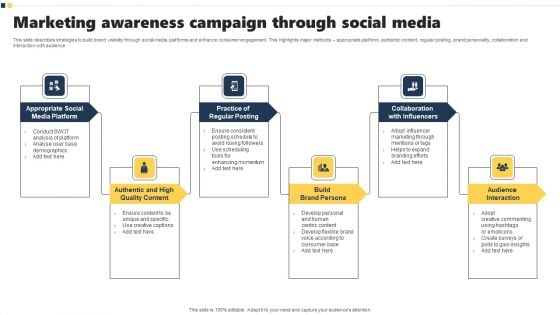 Marketing Awareness Campaign Through Social Media Brochure PDF