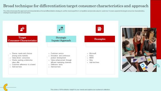 Broad Technique For Differentiation Target Consumer Characteristics And Approach Brochure PDF