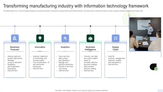 Transforming Manufacturing Industry With Information Technology Framework Ideas PDF