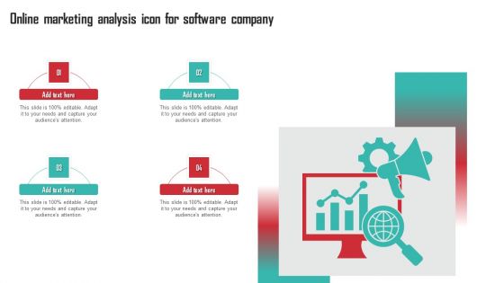 Online Marketing Analysis Icon For Software Company Portrait PDF