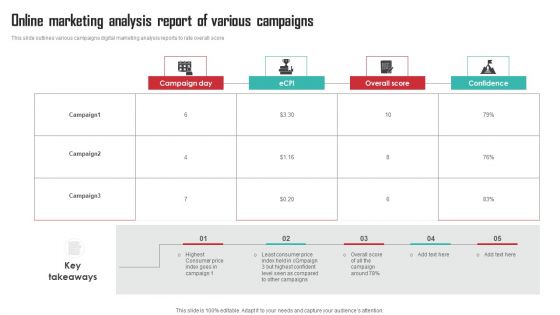Online Marketing Analysis Report Of Various Campaigns Background PDF