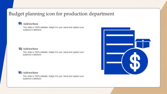 Budget Planning Icon For Production Department Brochure PDF