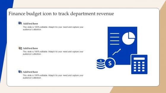 Finance Budget Icon To Track Department Revenue Summary PDF