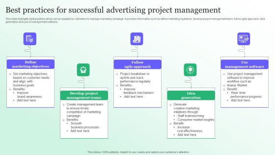 Best Practices For Successful Advertising Project Management Summary PDF