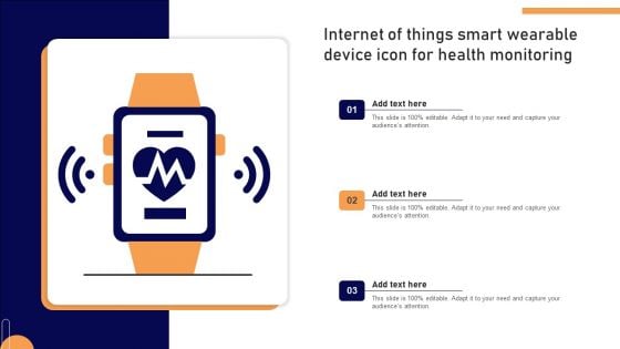 Internet Of Things Smart Wearable Device Icon For Health Monitoring Professional PDF