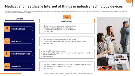 Medical And Healthcare Internet Of Things In Industry Technology Devices Portrait PDF