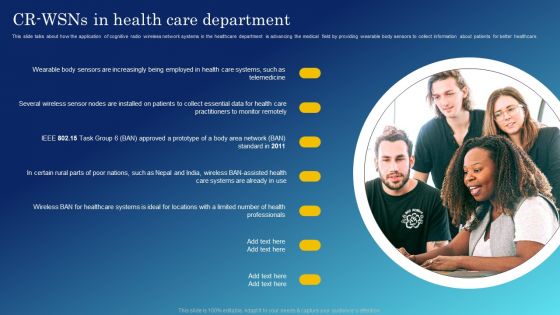 Cognitive Sensing Innovation CR Wsns In Health Care Department Portrait PDF