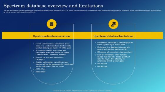 Cognitive Sensing Innovation Spectrum Database Overview And Limitations Information PDF