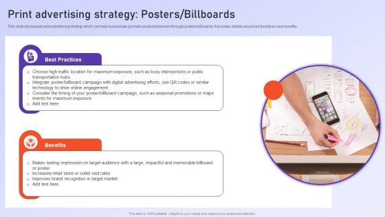 Print Advertising Strategy Posters Billboards Ppt PowerPoint Presentation File Inspiration PDF