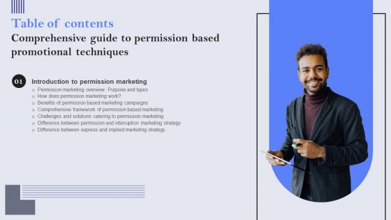 Table Of Contents Comprehensive Guide To Permission Based Promotional Techniques Background PDF