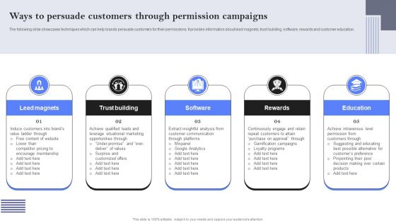 Ways To Persuade Customers Through Permission Campaigns Ppt PowerPoint Presentation File Gallery PDF