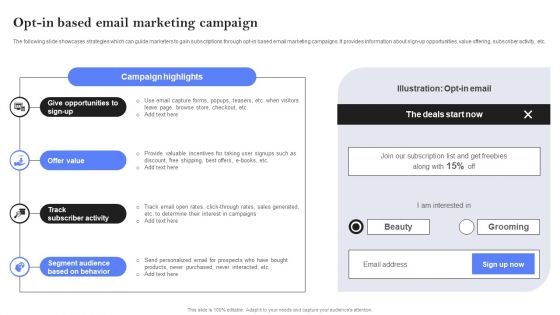 OPT In Based Email Marketing Campaign Ppt PowerPoint Presentation File Layouts PDF