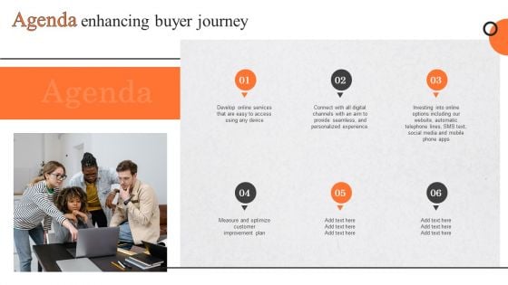 Agenda Enhancing Buyer Journey Ppt PowerPoint Presentation Diagram Graph Charts PDF Agenda Enhancing Buyer Journey Ppt PowerPoint Presentation Diagram Graph Charts PDF