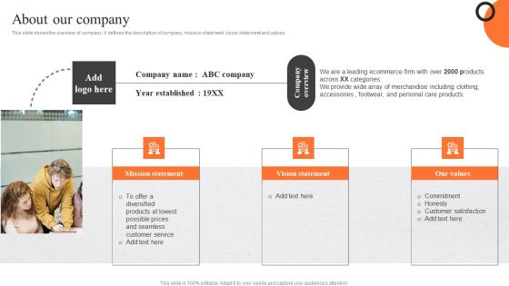 Enhancing Buyer Journey About Our Company Ppt PowerPoint Presentation File Backgrounds PDF