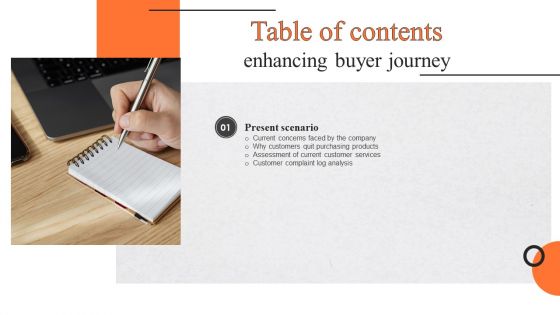 Enhancing Buyer Journey Table Of Contents Ppt PowerPoint Presentation File Slides PDF