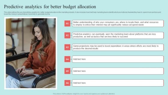 Predictive Data Model Predictive Analytics For Better Budget Allocation Background PDF