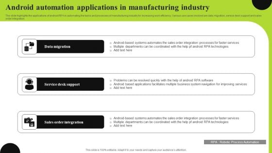 Android Automation Applications In Manufacturing Industry Brochure PDF Android Automation Applications In Manufacturing Industry Brochure PDF