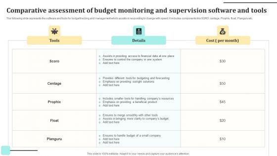 Comparative Assessment Of Budget Monitoring And Supervision Software And Tools Portrait PDF