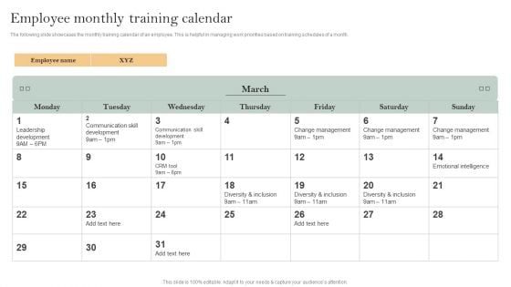 Skill Enhancement Plan Employee Monthly Training Calendar Topics PDF Skill Enhancement Plan Employee Monthly Training Calendar Topics PDF