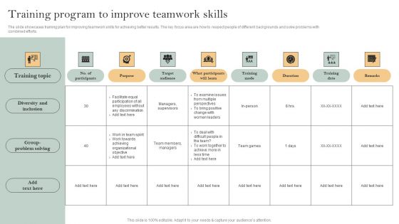 Skill Enhancement Plan Training Program To Improve Teamwork Skills Topics PDF Skill Enhancement Plan Training Program To Improve Teamwork Skills Topics PDF