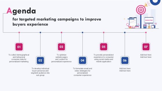 Agenda For Targeted Marketing Campaigns To Improve Buyers Experience Professional PDF