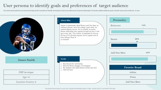 Comprehensive Sports Event Marketing Plan User Persona To Identify Goals And Preferences Target Background PDF