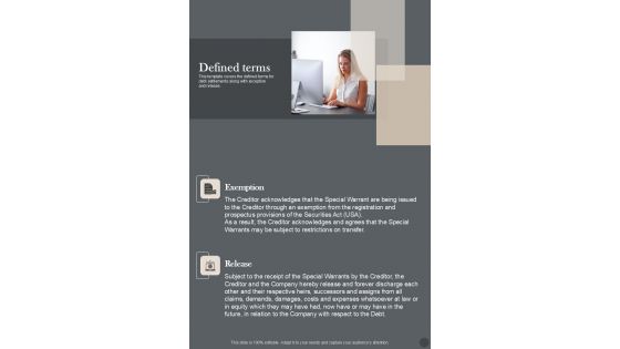 Defined Terms Loan Settlement Agreement One Pager Sample Example Document Defined Terms Loan Settlement Agreement One Pager Sample Example Document