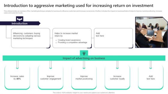 Introduction To Aggressive Marketing Used For Increasing Return On Investment Topics PDF