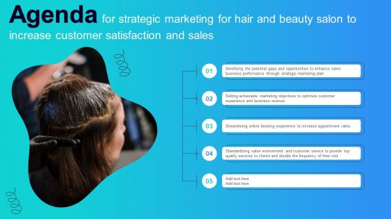 Agenda For Strategic Marketing For Hair And Beauty Salon To Increase Customer Satisfaction Topics PDF
