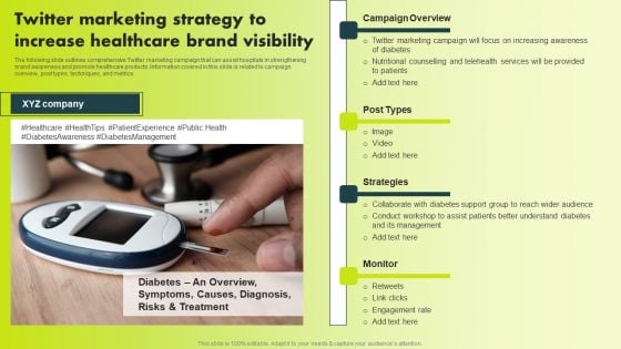 Twitter Marketing Strategy To Increase Healthcare Brand Visibility Topics PDF