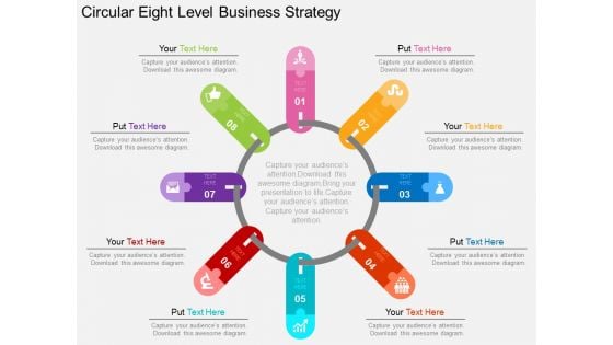 Circular Eight Level Business Strategy Powerpoint Template