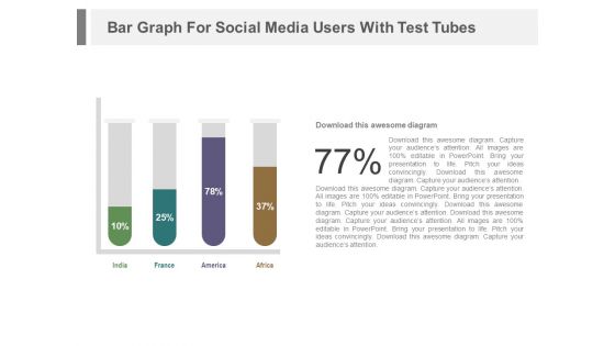 Test Tubes With Financial Data In Percentage Ratio Powerpoint Slides