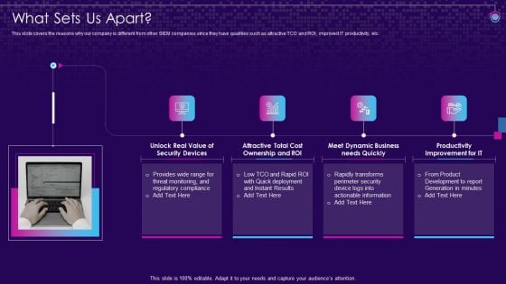 SIEM Services What Sets Us Apart Ppt Infographic Template Backgrounds PDF