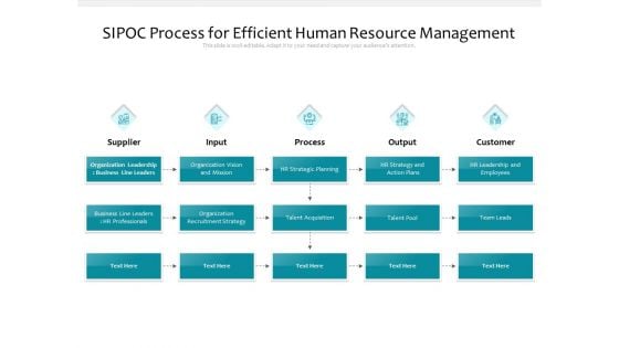 SIPOC Process For Efficient Human Resource Management Ppt PowerPoint Presentation Infographics Background Designs PDF