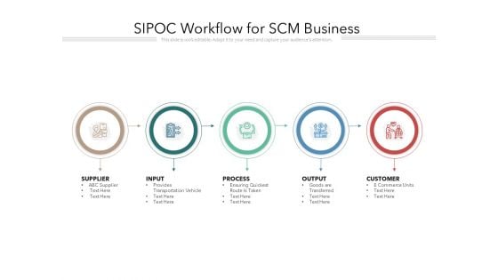 SIPOC Workflow For SCM Business Ppt PowerPoint Presentation Inspiration Slideshow PDF