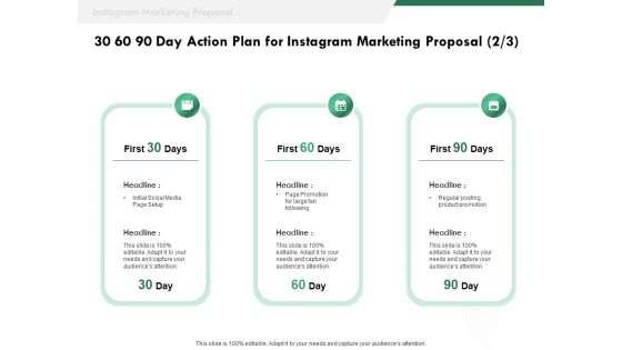 SMM 30 60 90 Day Action Plan For Instagram Marketing Proposal Ppt Icon Clipart Images PDF