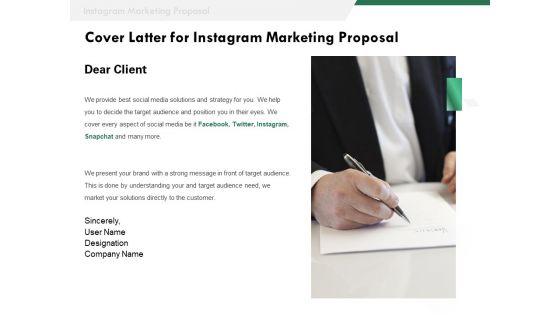 SMM Cover Latter For Instagram Marketing Proposal Ppt Pictures Layouts PDF