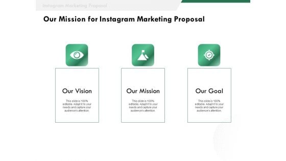 SMM Our Mission For Instagram Marketing Proposal Ppt Portfolio Guide PDF