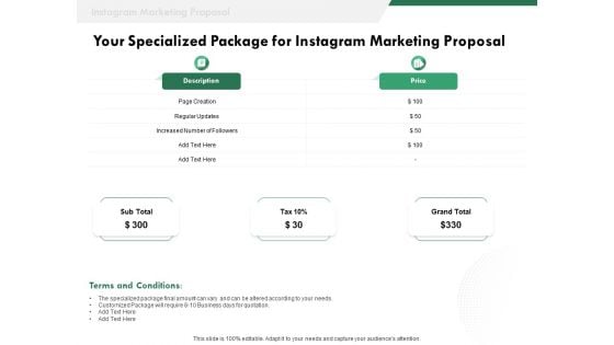 SMM Your Specialized Package For Instagram Marketing Proposal Ppt Show Aids PDF