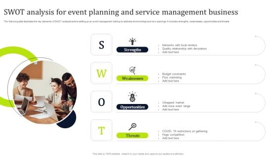 SWOT Analysis For Event Planning And Service Management Business Structure PDF