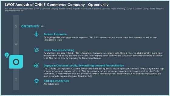 SWOT Analysis Of CNN E Commerce Company Opportunity Infographics PDF