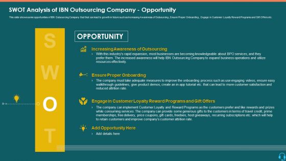 SWOT Analysis Of IBN Outsourcing Company Opportunity Topics PDF